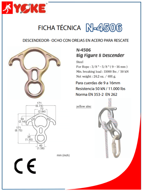 Descendedor yoke tipo 8 acero, sosega n4506 - Image 3