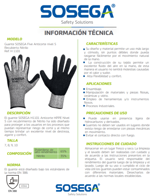 Guante Anticorte Nivel 5 Nitrilo Sosega - Image 3