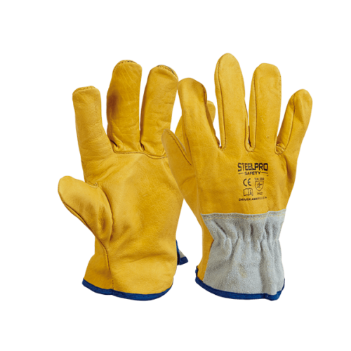 Guante Cuero Driver amarillo/largo del puño standar - Steelpro